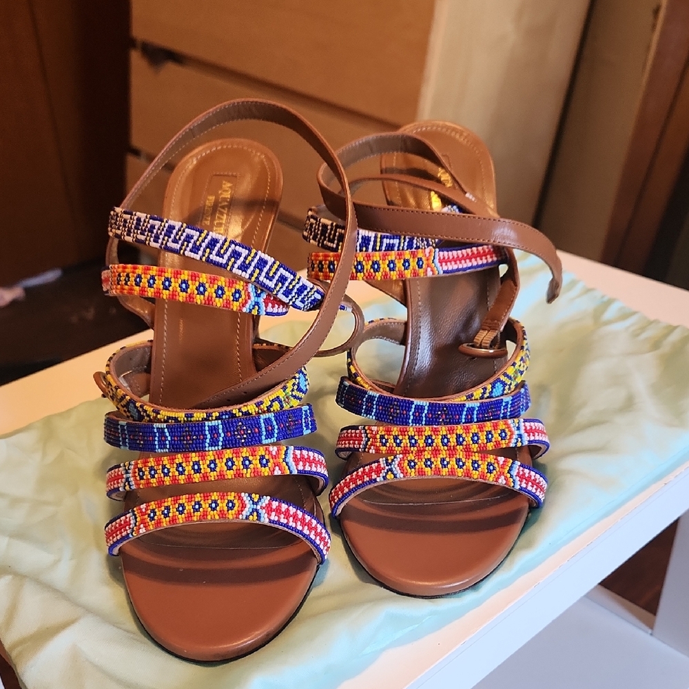 Aquazurra Colorful Beaded Sandals size 42